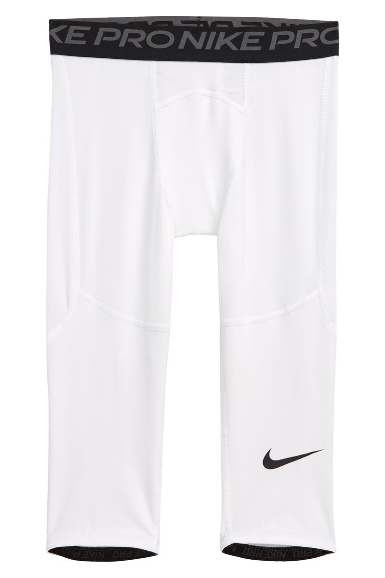 Pro Kids' Three Quarter Tights, Main, color, WHITE/BLACK