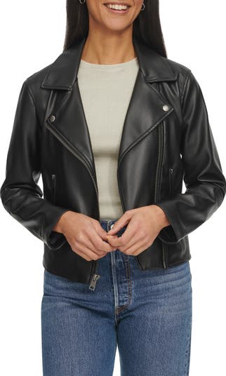 Shrunken Faux Leather Moto Jacket