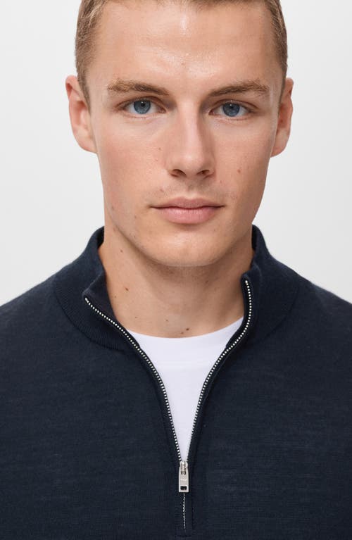 Mango Perkins Wool Quarter Zip Sweater In Blue