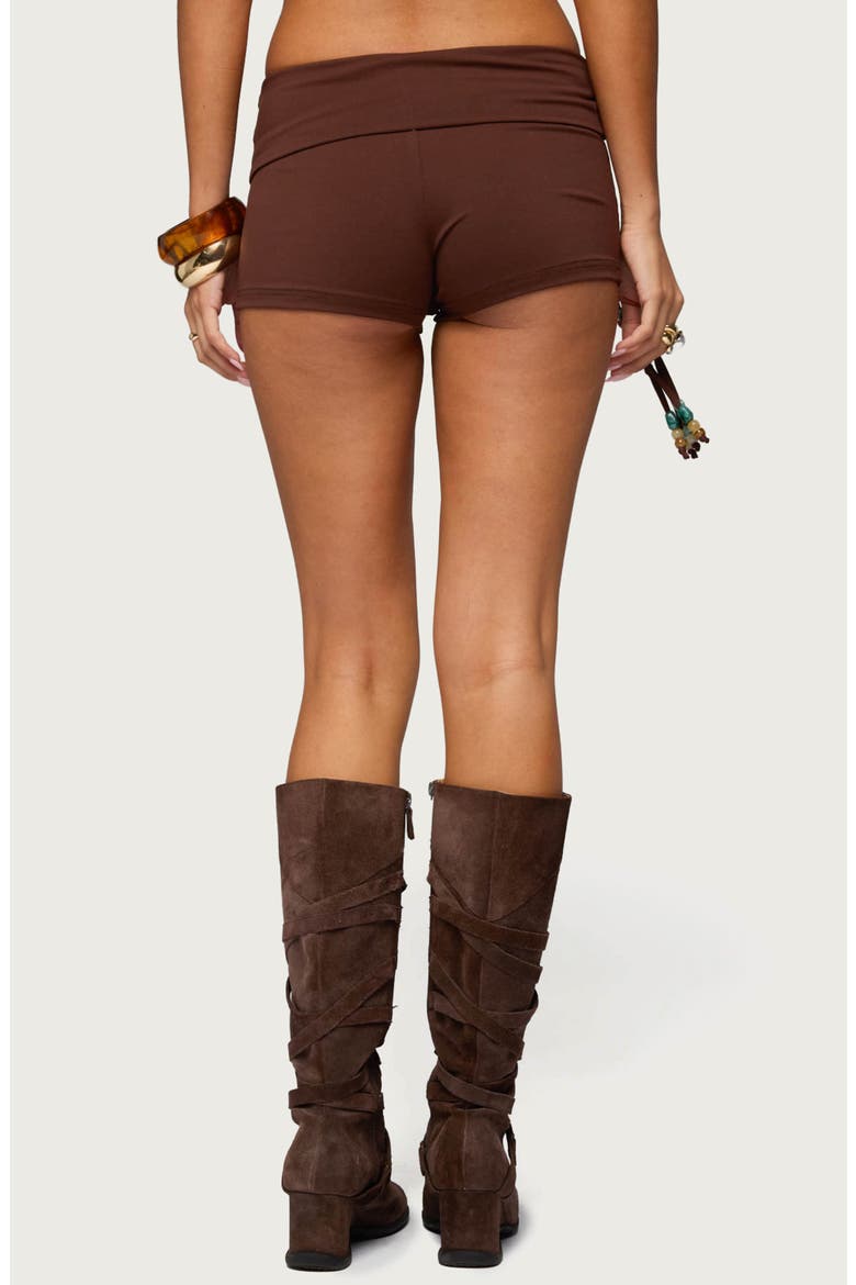 Thia Ruched Shorts, Alternate, color, DARK-BROWN
