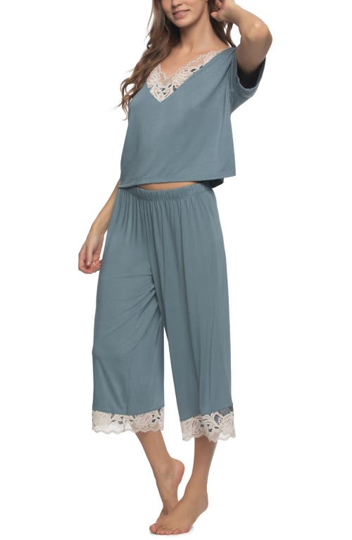 Felina Amelie Crop Pajamas In Blue