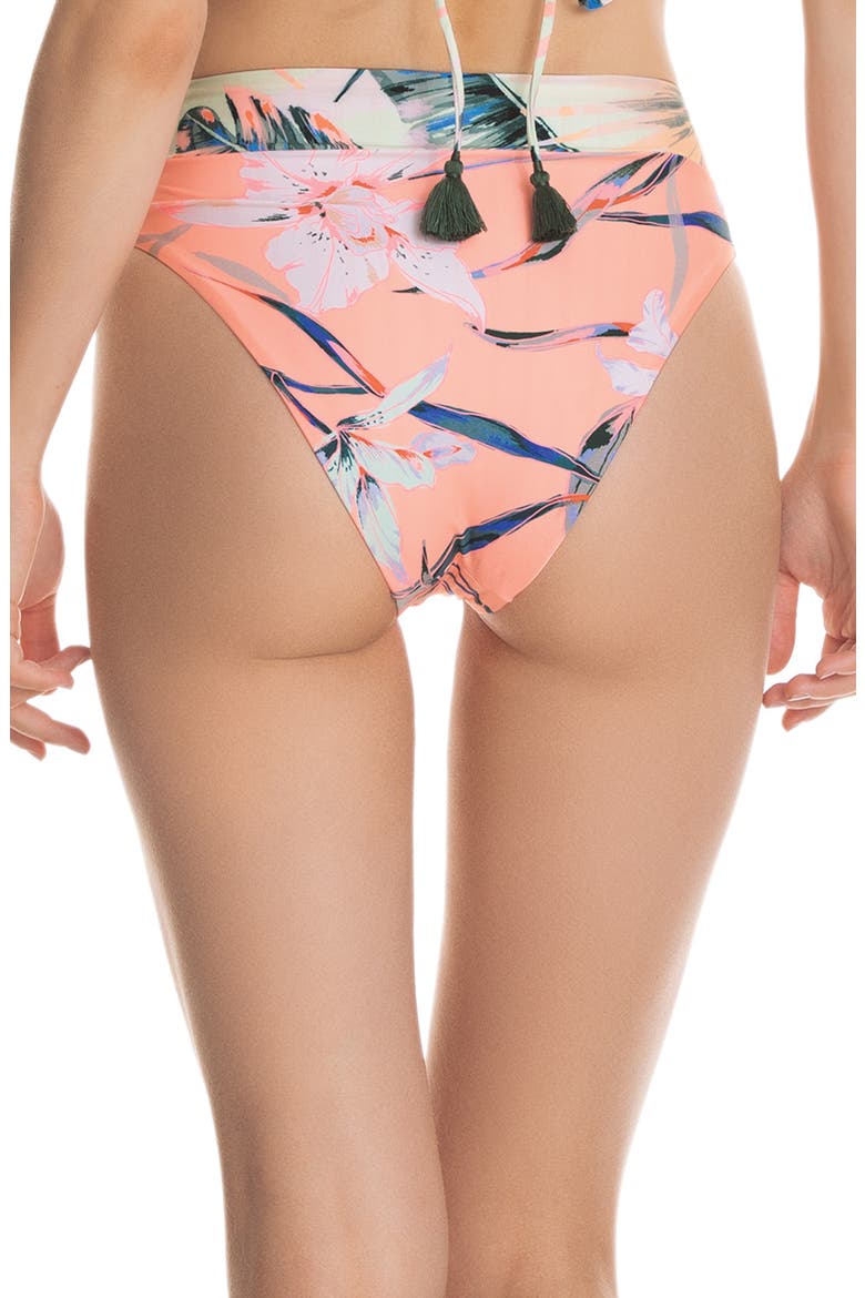 Taiga Suzy Reversible High Waist Bikini Bottoms, Alternate, color, RAINFOREST PEACH ECO FLORAL