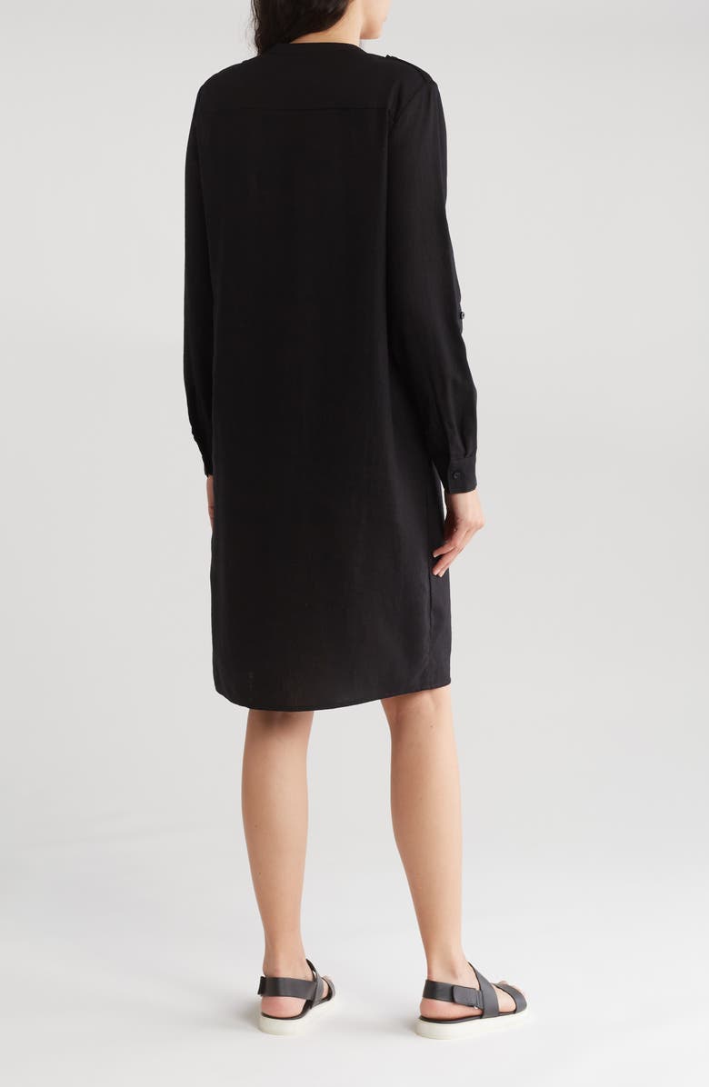 Calvin Klein Front Button Long Sleeve Linen Blend Dress | Nordstromrack