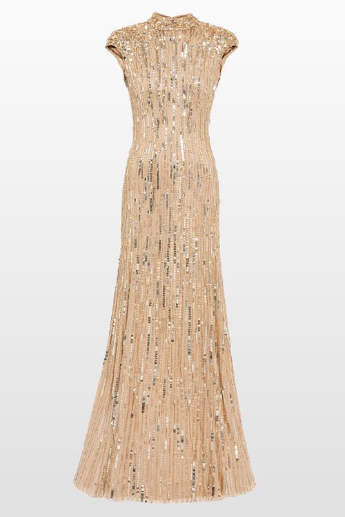 Jenny Packham Ernest Sequin-embellished Gown In Gold