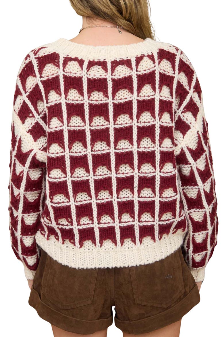 Open Stitch Sweater, Alternate, color, BURGUNDY