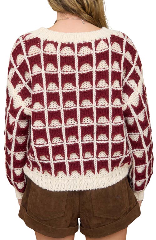 Blu Pepper Open Stitch Sweater In Burgundy
