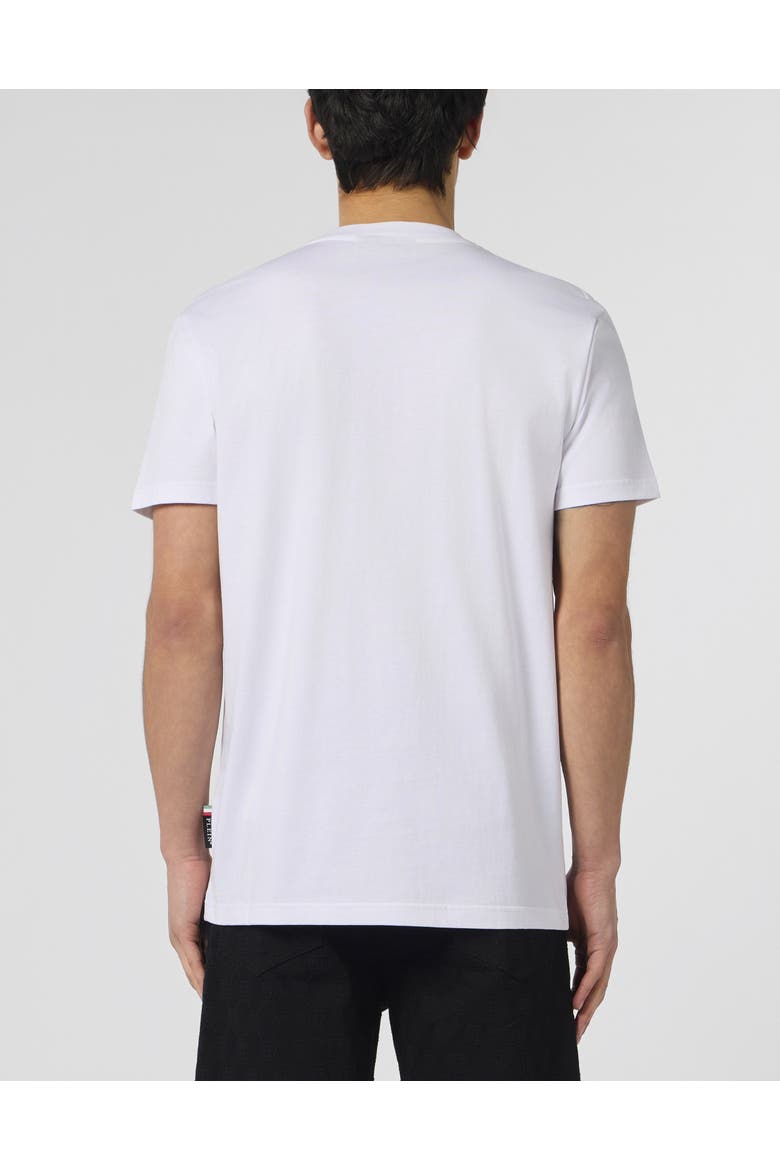 Round Neck T-Shirt Chest Embroidery Skull Men, Alternate, color, white