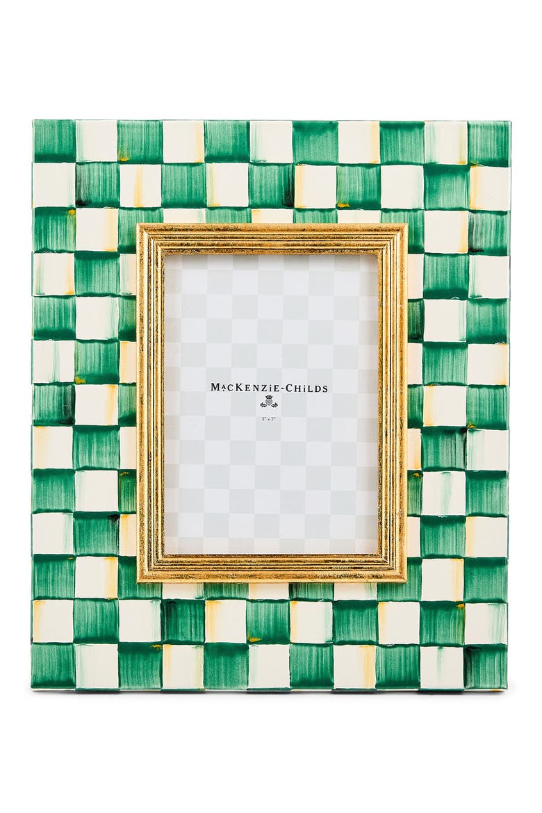 Emerald Check Enameled Steel 4 x 6-Inch Picture Frame, Main, color, EMERALD