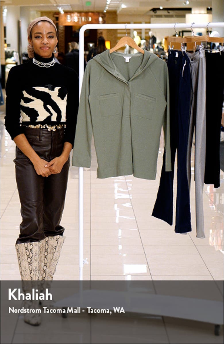 Half Placket Waffle Knit Organic Cotton Blend Hoodie, sales video thumbnail