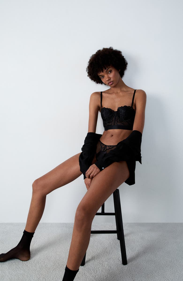 Etam Suspense Underwire Bustier, Alternate, color, Black