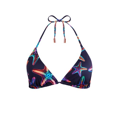 Vilebrequin Disco Stars Triangle Bikini Top In Bleu Marine