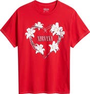 Merch Traffic Nirvana Heart Shaped Cotton Graphic T-Shirt
