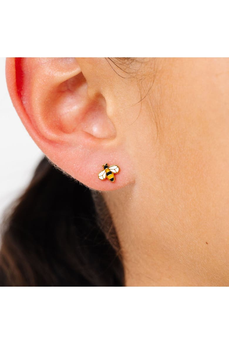 Bee Stud Earrings, Alternate, color, Gold