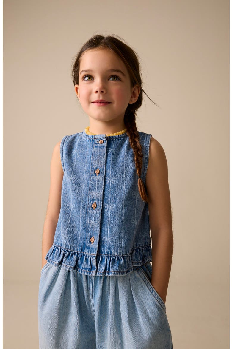 Kids' Bow Stripe Denim Tank, Alternate, color, BLUE