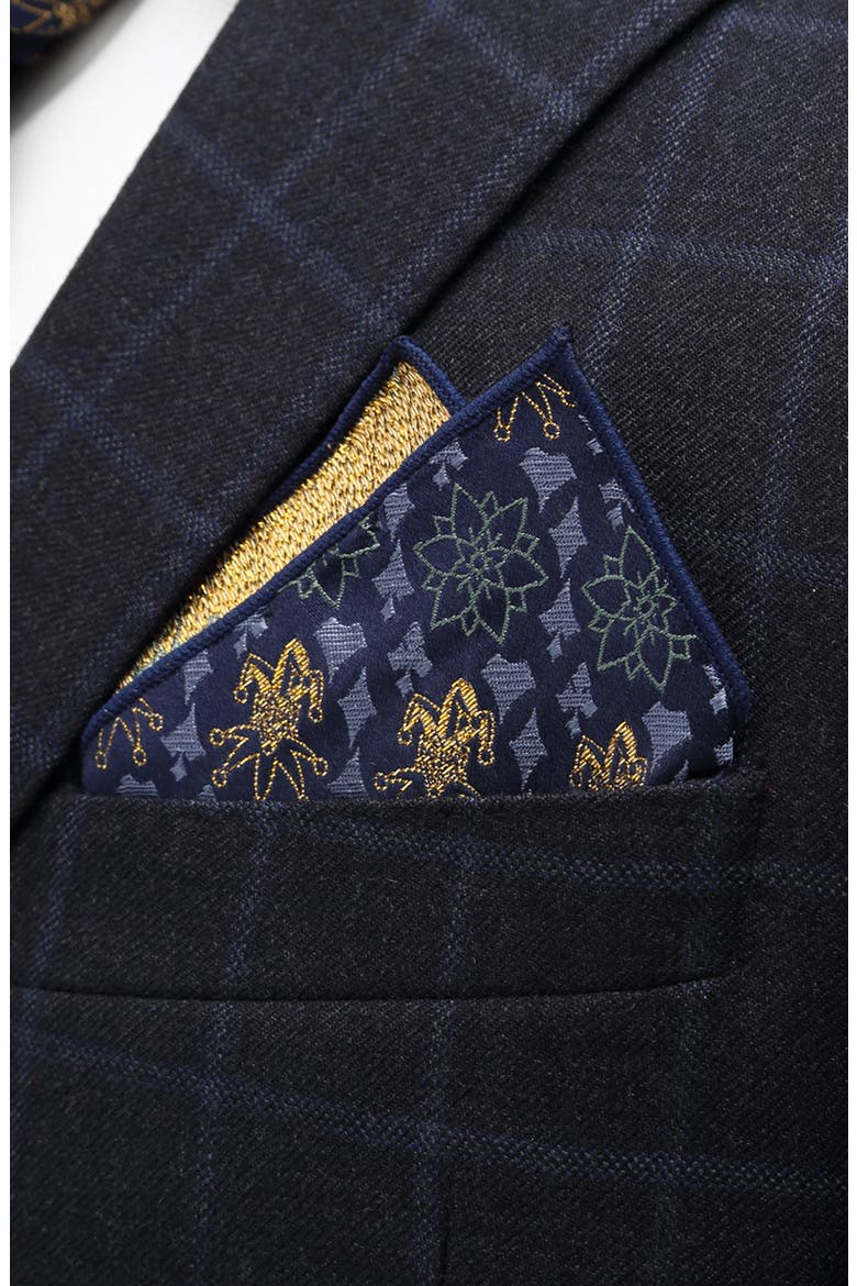 Metallic Joker Silk Pocket Square, Alternate, color, BLUE
