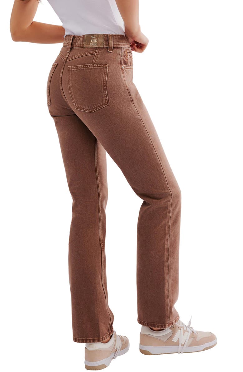 Free People Xena Slim Straight Jeans, Alternate, color, Chocolate Mousse
