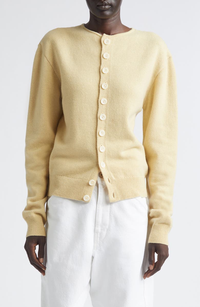 Lemaire Reversible Cashmere & Wool Cardigan, Main, color, Butter