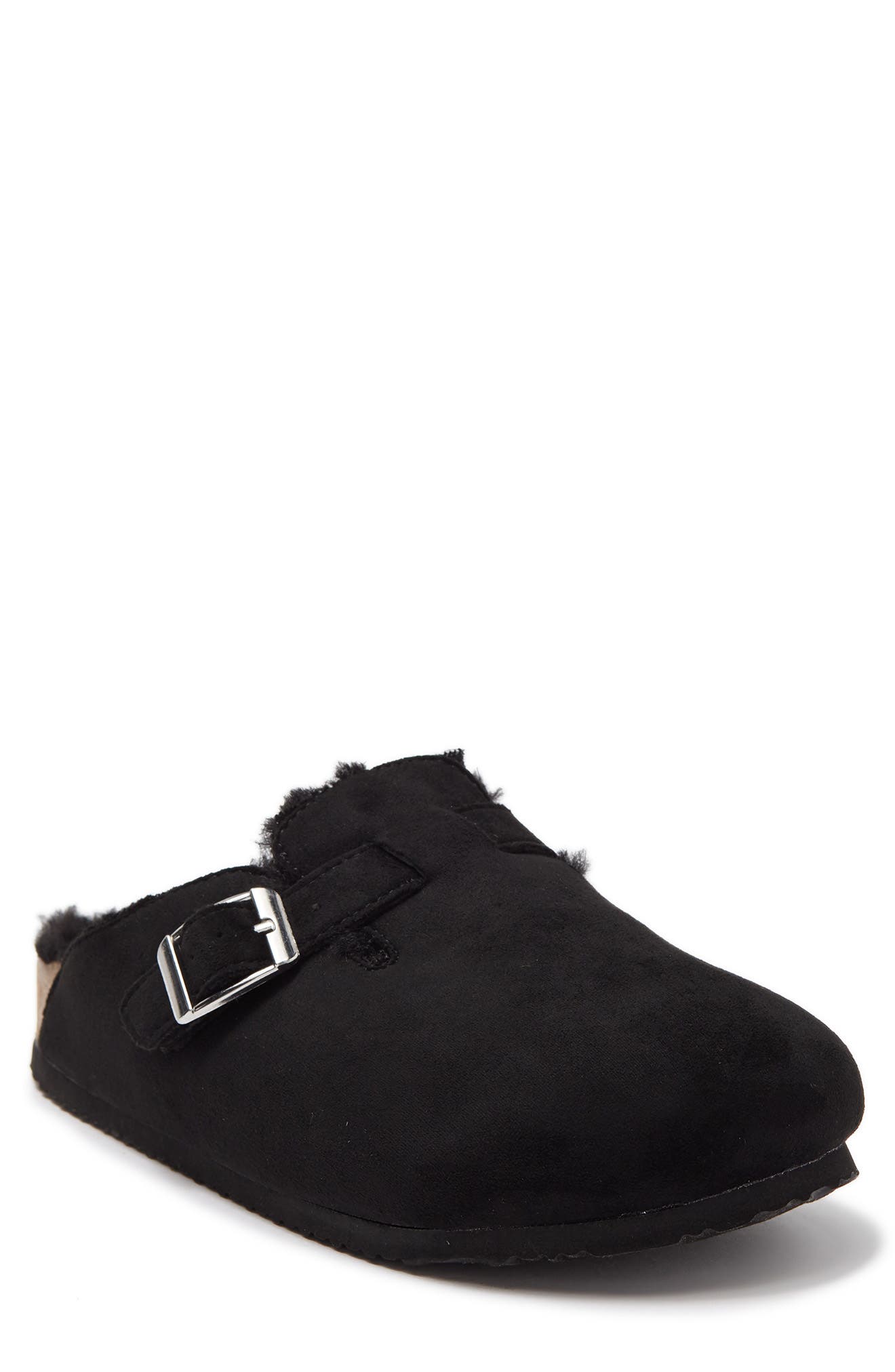 Prance Faux Fur Lined Clog, Main, color, BLACK FAB