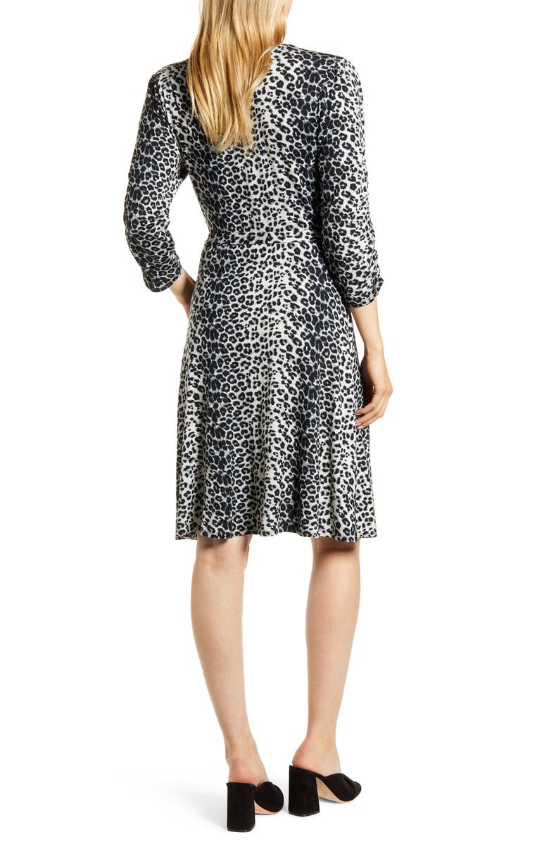 Loveappella Leopard Print Wrap Front Dress, Alternate, color, 