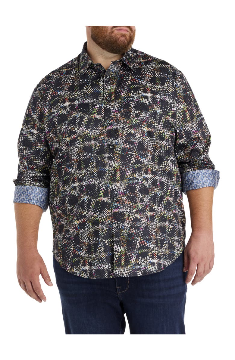 Robert Graham DXL Big & Tall Grid Textured Sport Shirt, Main, color, Multi