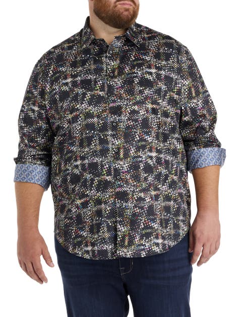 Big & Tall Grid Textured Sport Shirt