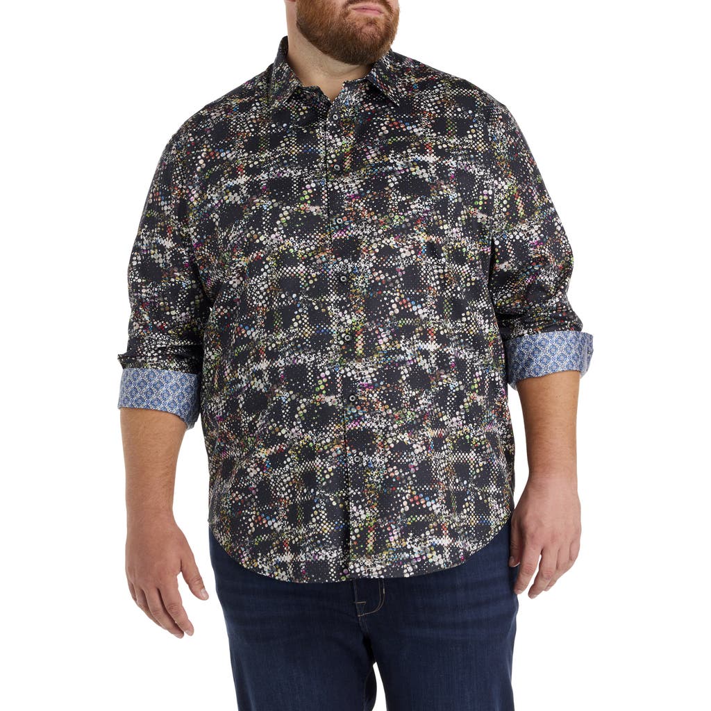 Robert Graham Dxl Big & Tall Grid Textured Sport Shirt In Multi