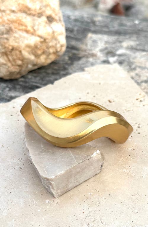 Adornia Gold Plated Wavy Chunky Bangle In Gold
