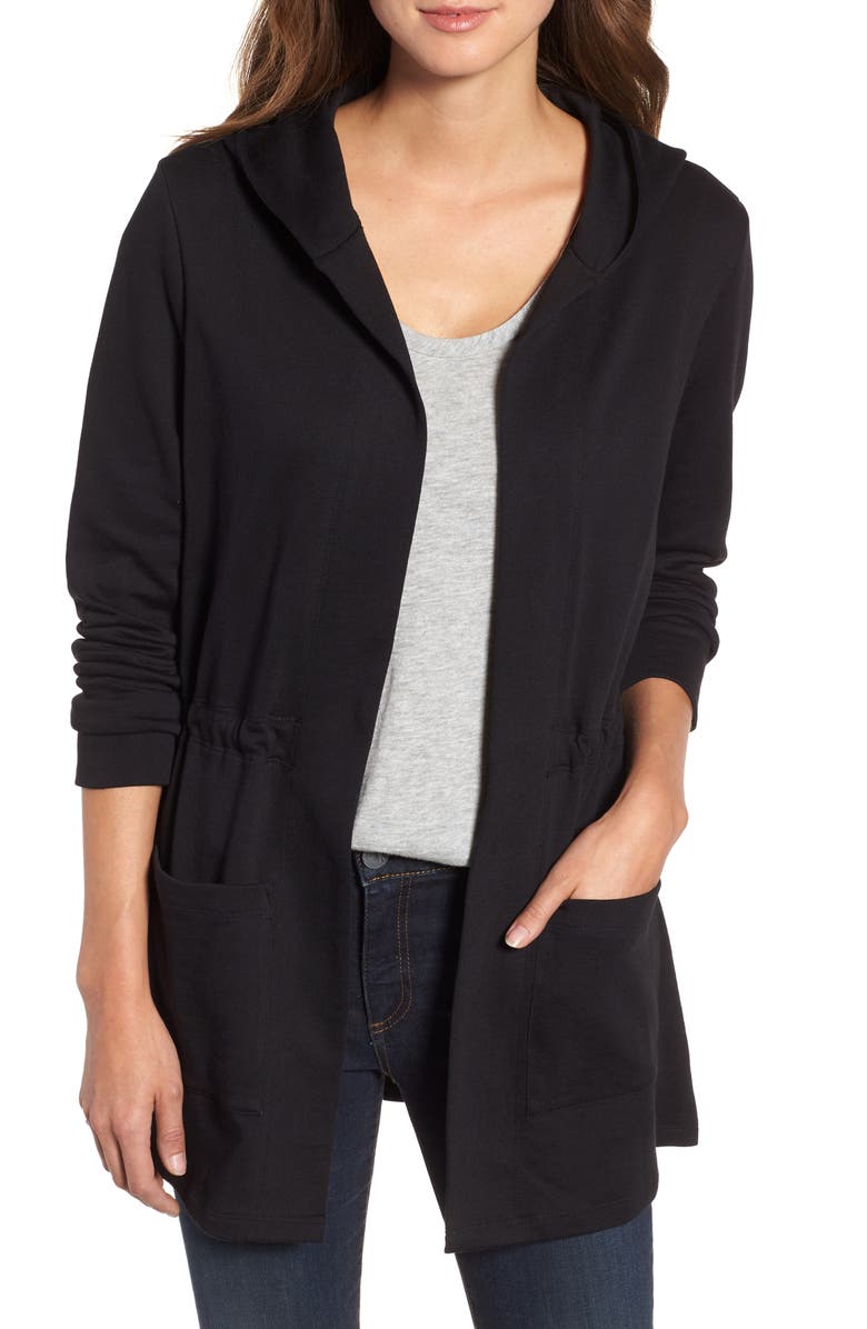 Caslon<sup>®</sup> HOODED FRENCH TERRY OPEN CARDI, Main, color, 