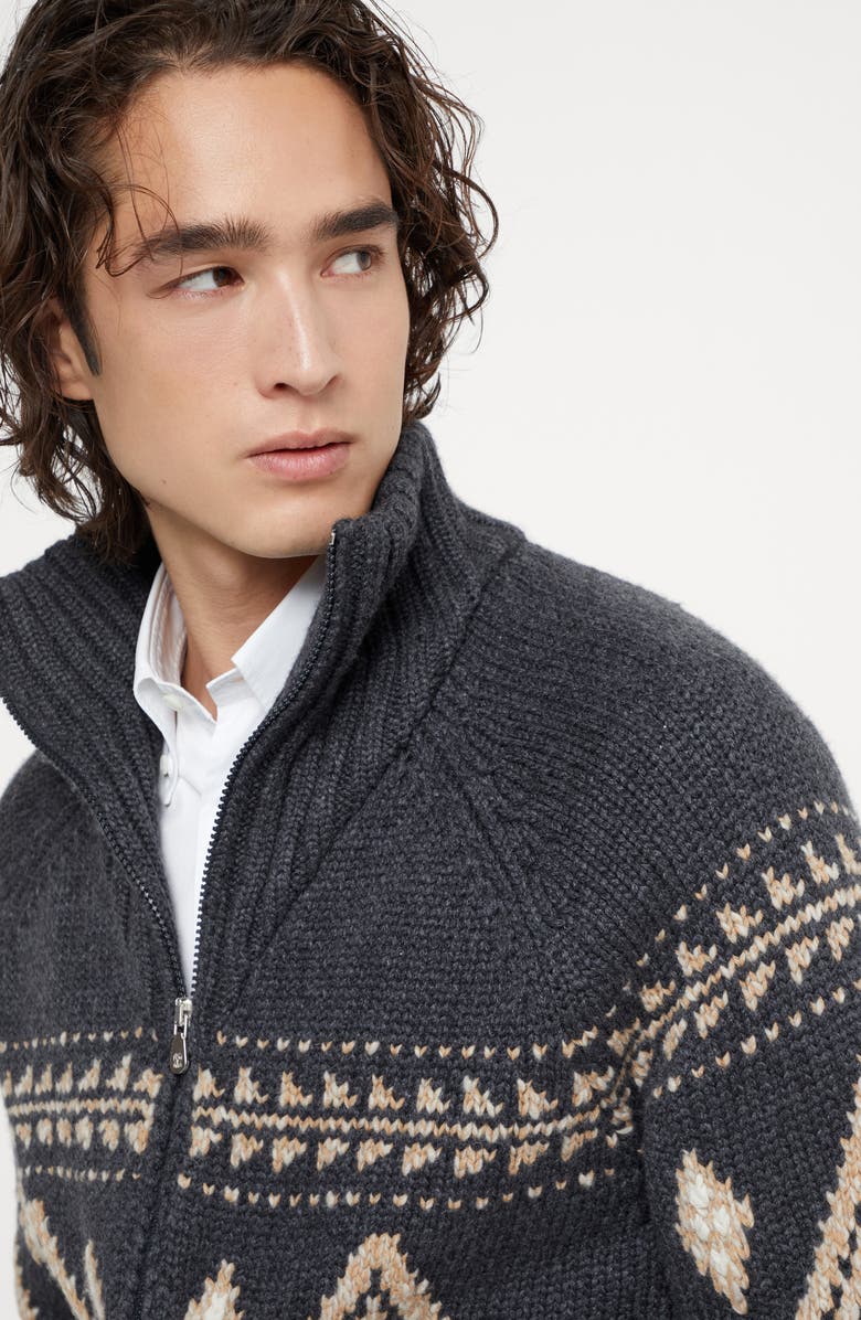 Brunello Cucinelli Cashmere Jacquard cardigan, Alternate, color,