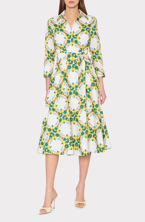 Lexi Print Tie Waist Midi Shirtdress
