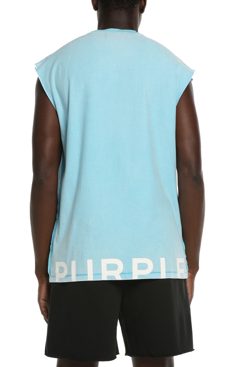 PURPLE BRAND Cotton Graphic Logo Muscle Tank, Alternate, color, Blue