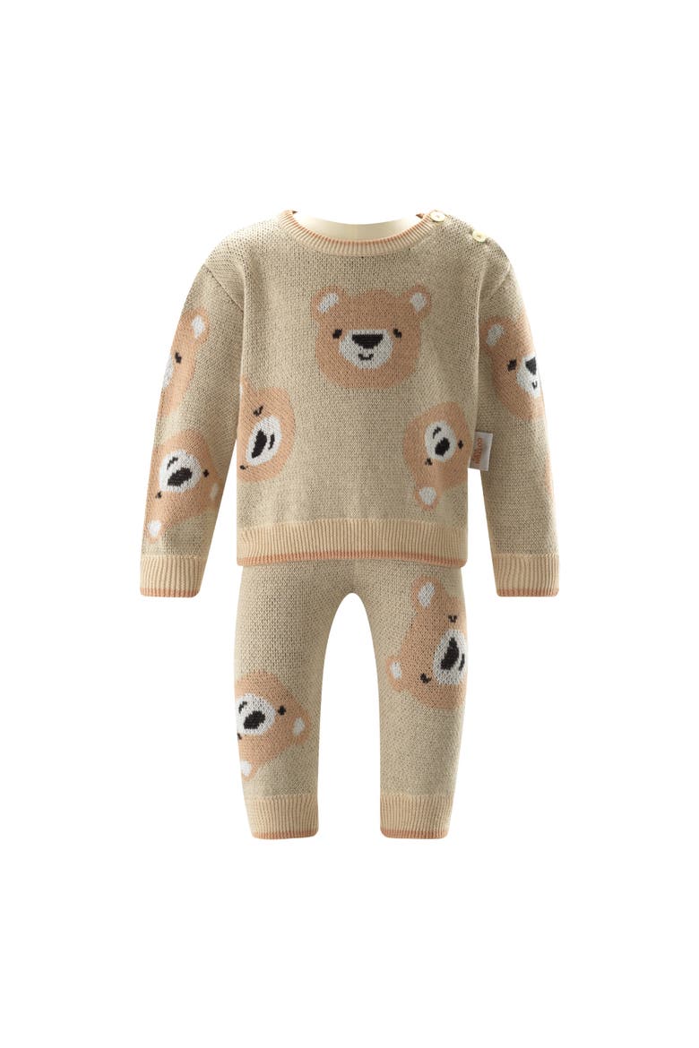 Teddy Knit Sweater & Leggings Set, Main, color, Brown