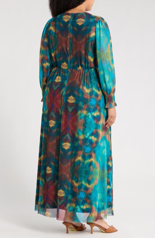 London Times Twist Front Bishop Sleeve Maxi Dress In Blue