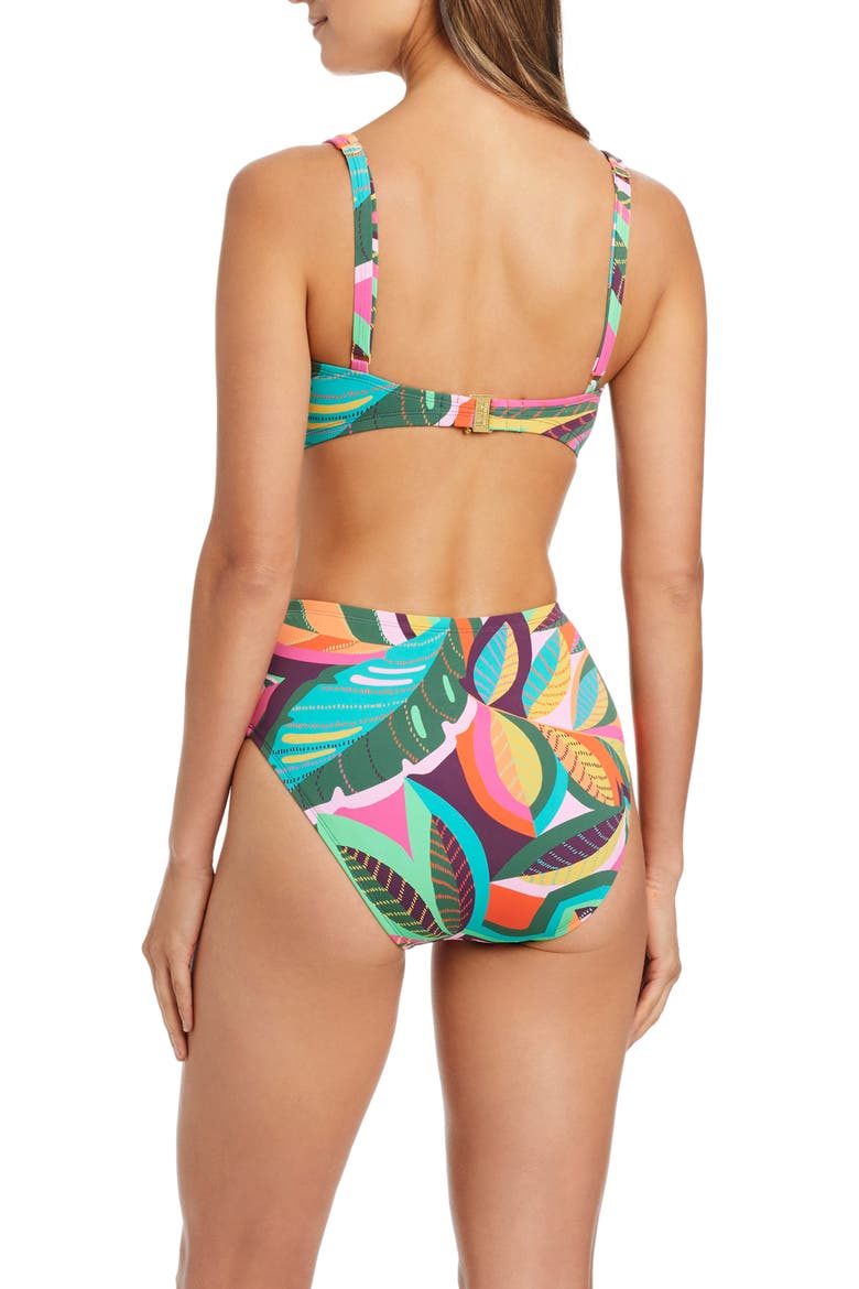 Tropical Print High Waist Bikini Bottoms, Alternate, color, MULTI