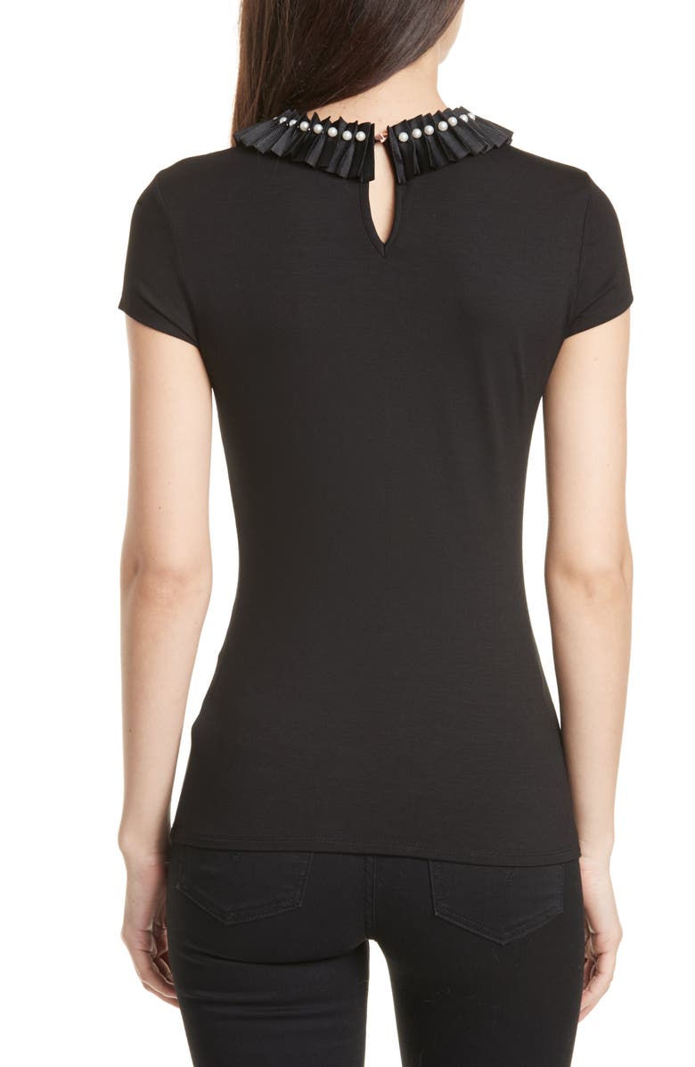 Ted Baker London Nikita Embellished Neck Fitted Top, Alternate, color,