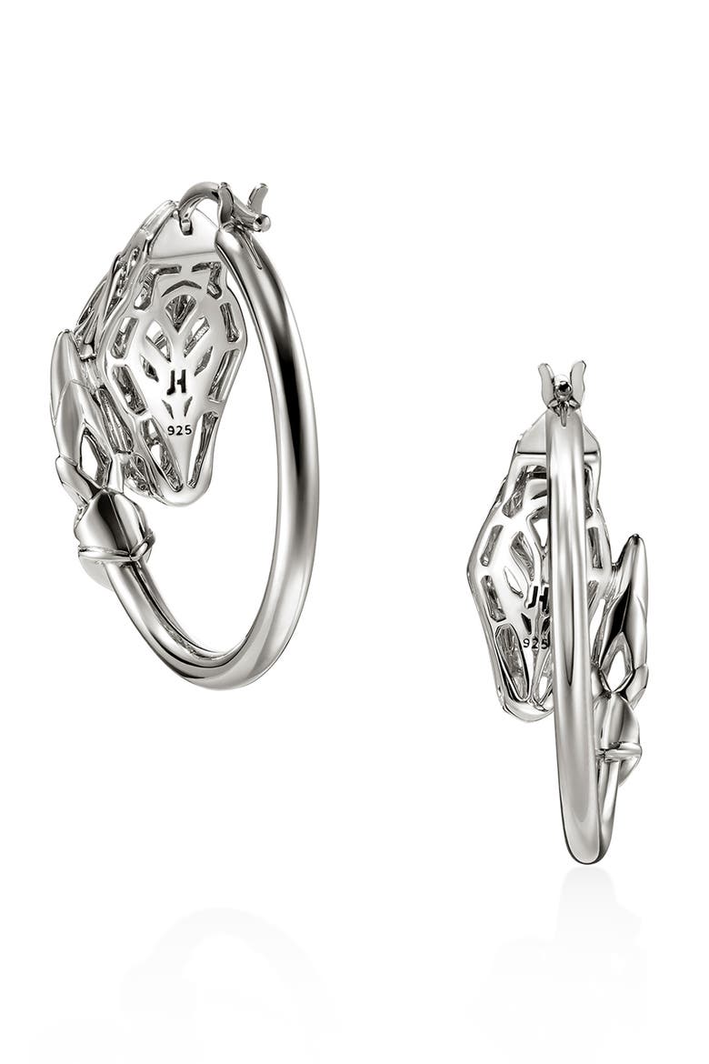 Naga Hoop Earrings, Gemstone, 25mm, Alternate, color, SILVER