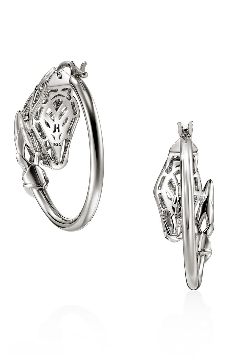 John Hardy Naga Hoop Earrings, Gemstone, 25mm, Alternate, color, Silver