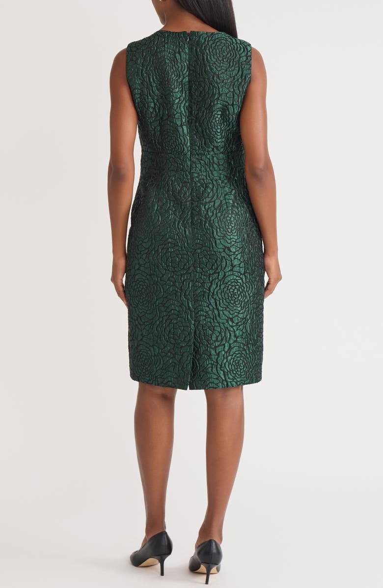 KASPER Floral Jacquard Sheath Dress, Alternate, color, Evergreen/ Black