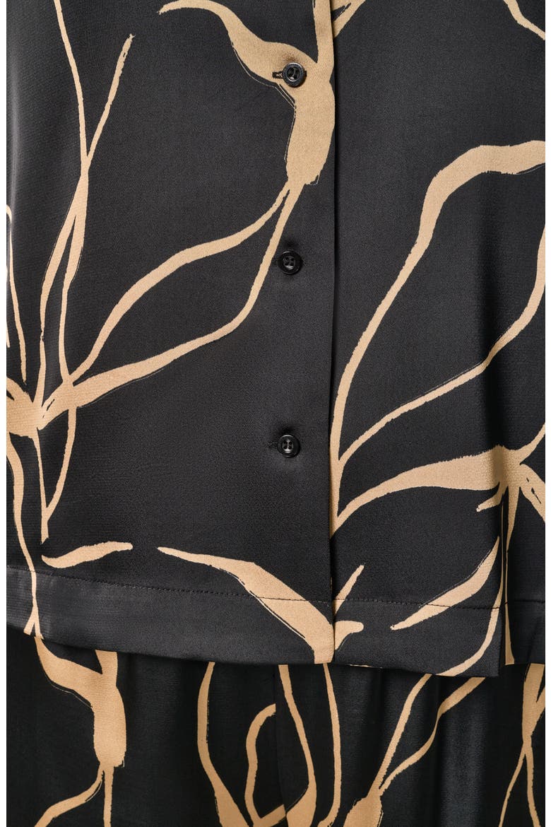 Print Satin Shirt, Alternate, color, BLACK/ FAWN