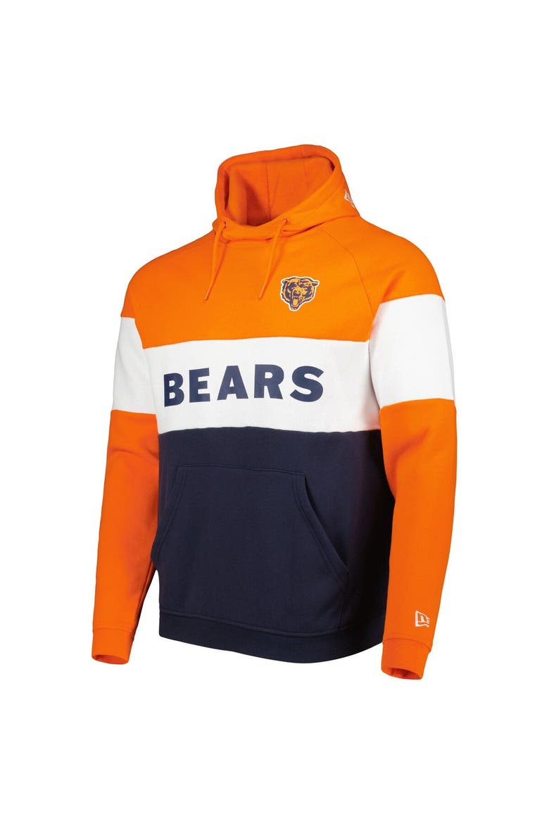 Men's New Era Navy/Orange Chicago Bears Colorblock Throwback Pullover Hoodie, Alternate, color, Navy