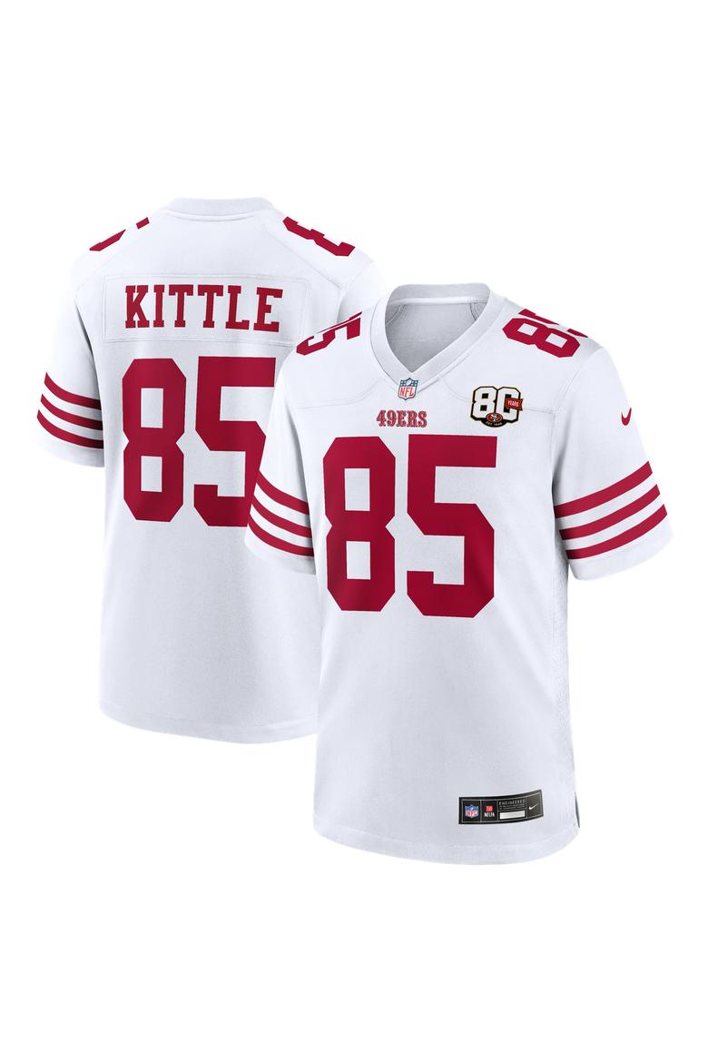 Men's Nike George Kittle White San Francisco 49ers 80th Anniversary Game Jersey, Main, color, White