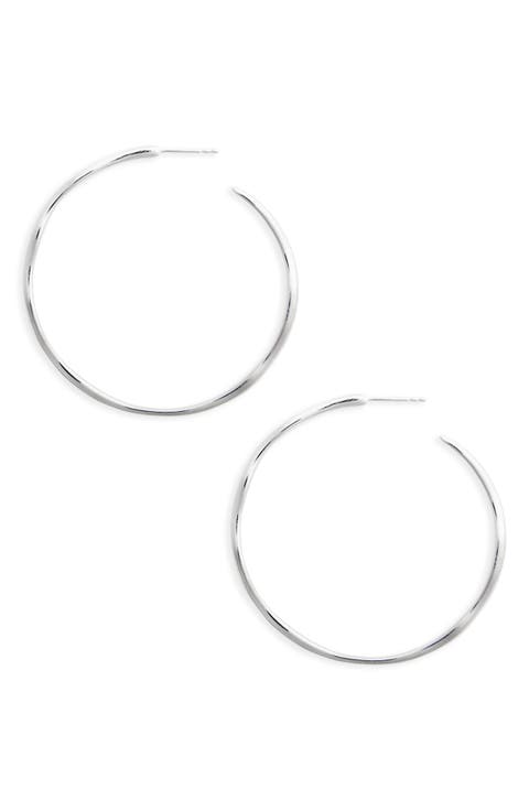 Large Squiggle Sterling Silver Hoop Earrings