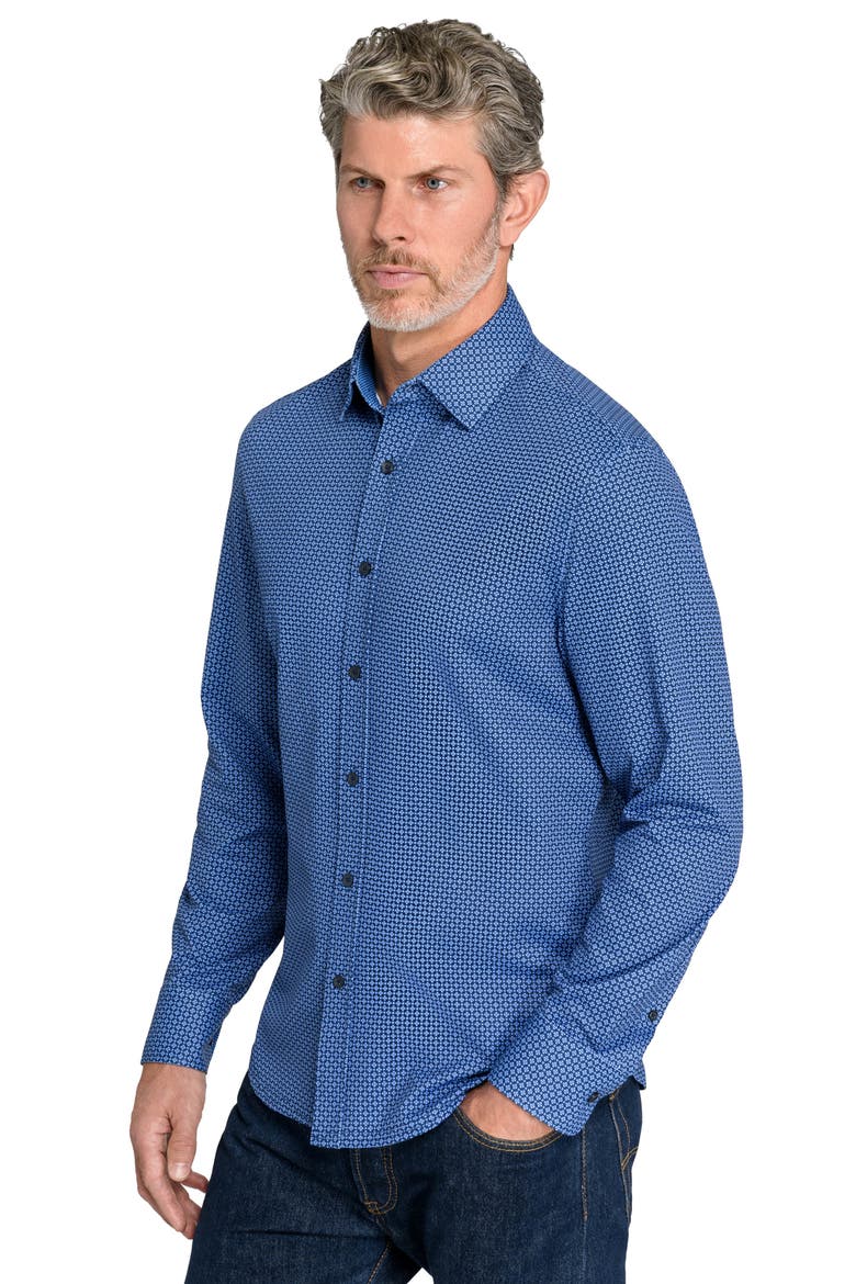 Medallion Geometric Slim Fit Pique Shirt, Alternate, color, NAVY/ PURPLE