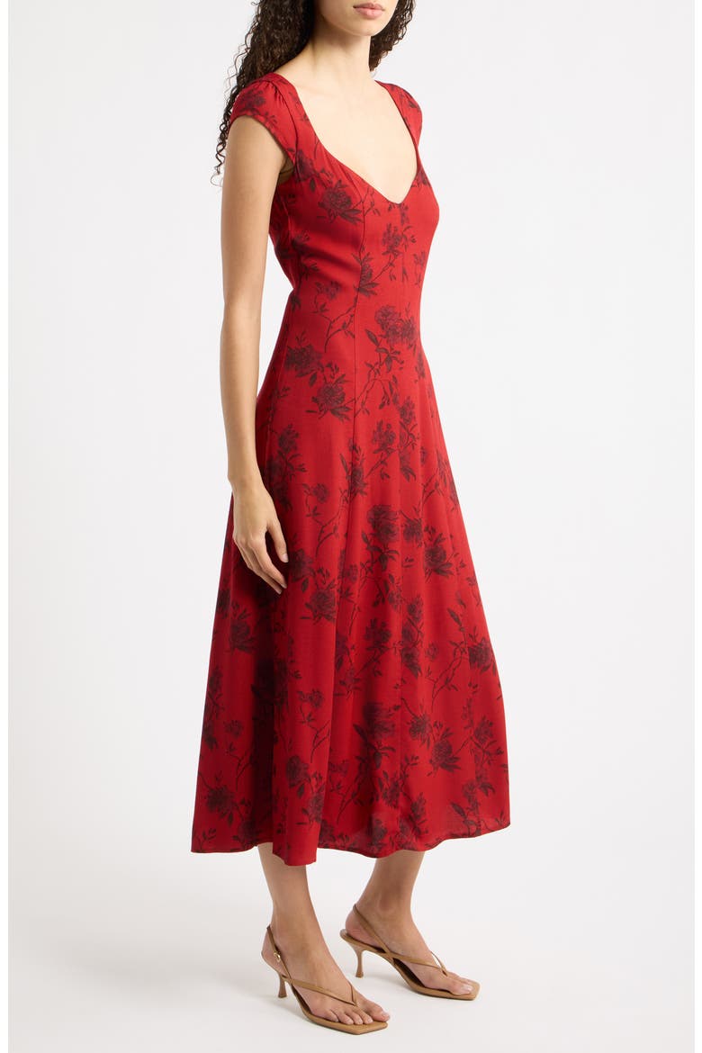 Marny Floral Midi Dress, Main, color, VARNISH