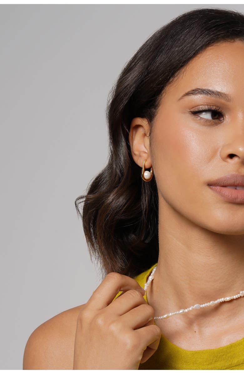 Zynnia Collective Bold Pearl Hoops, Alternate, color, Gold