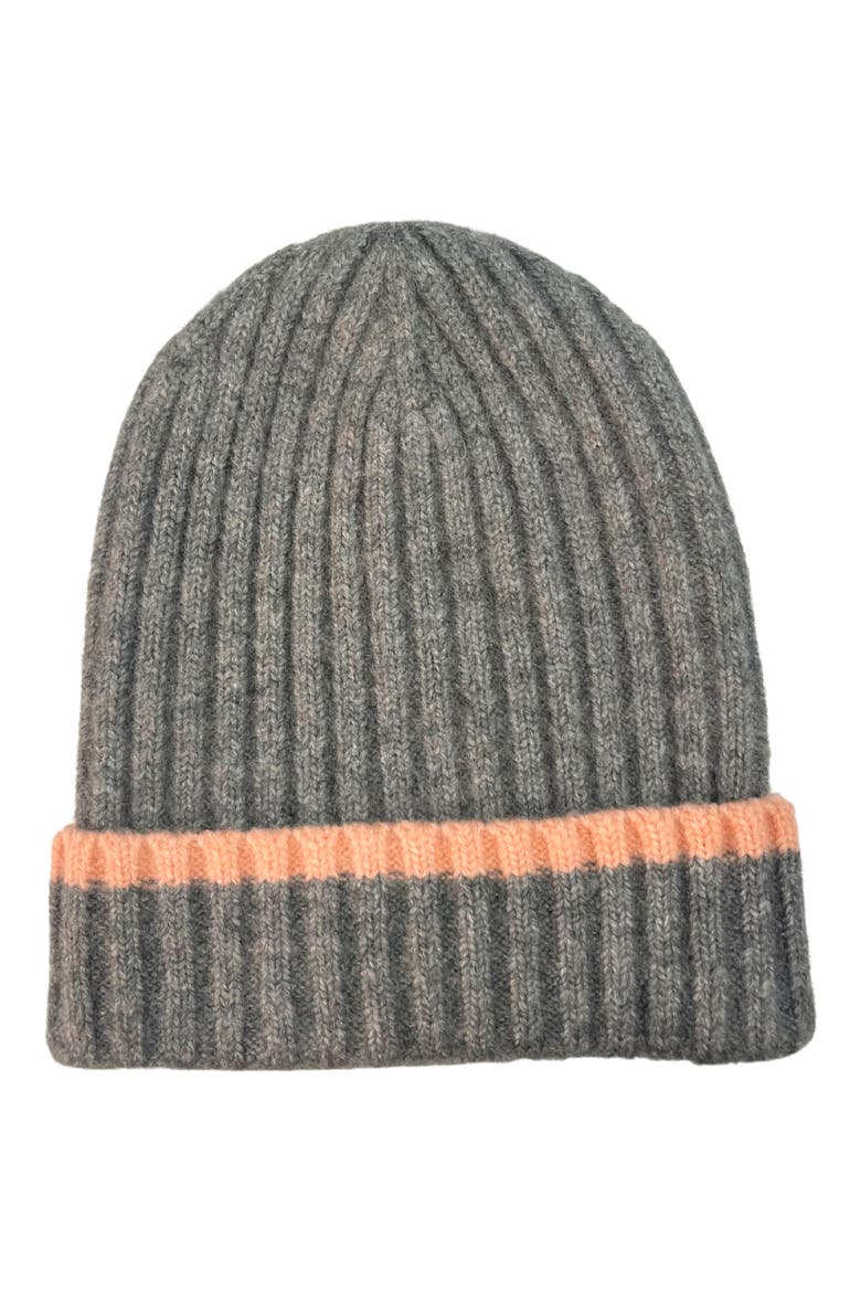 Rib Knit Stripe Cuff Beanie, Main, color, GREY