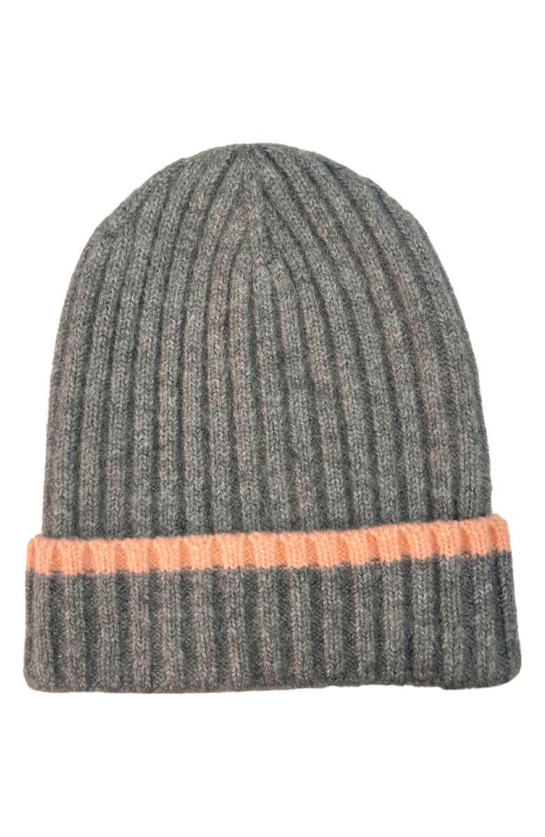 MARCUS ADLER Rib Knit Stripe Cuff Beanie, Main, color, Grey