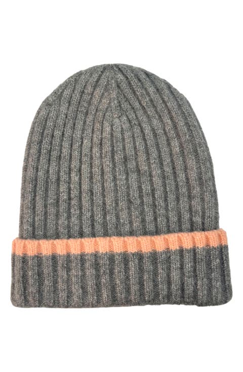 Rib Knit Stripe Cuff Beanie