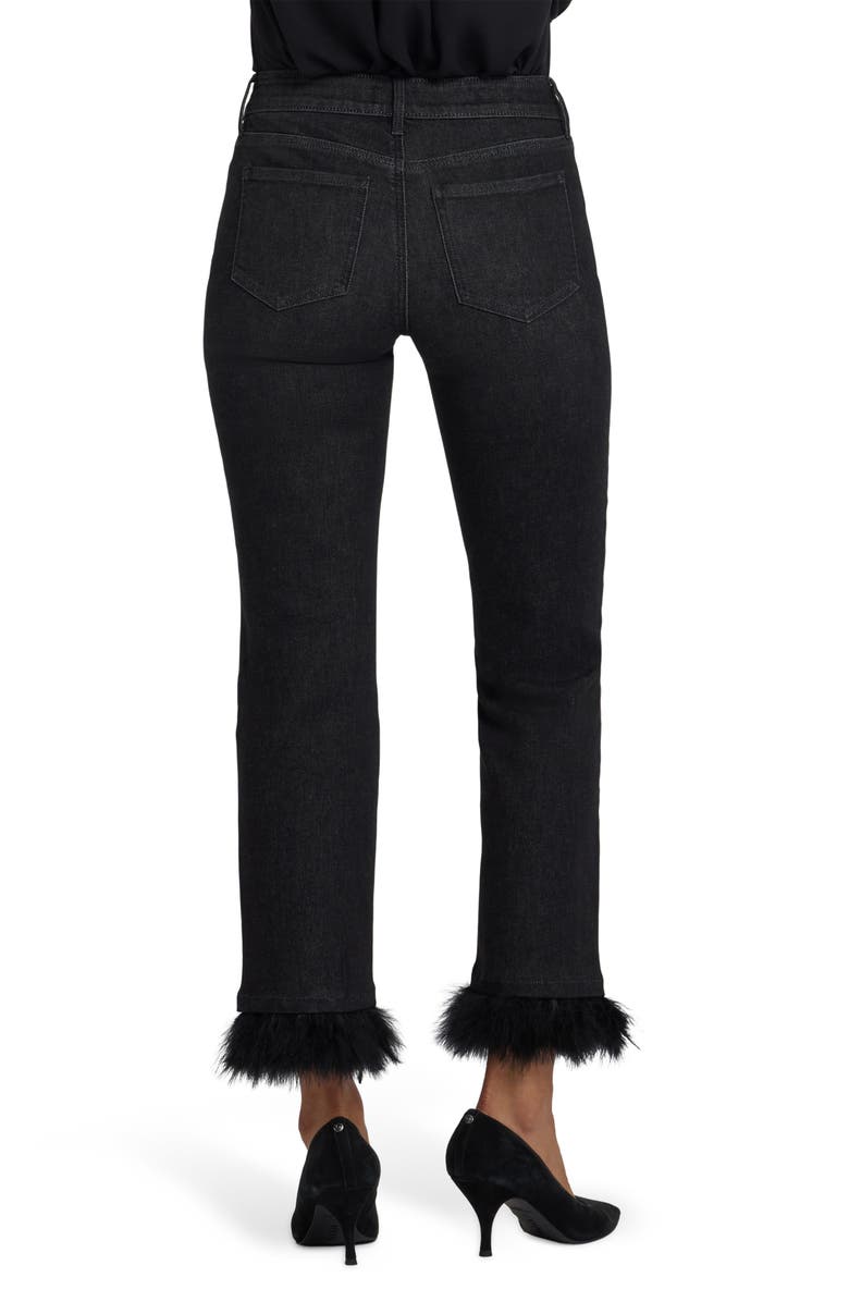 NYDJ Marilyn Feather Trim Ankle Straight Leg Jeans, Alternate, color, French Nightfall