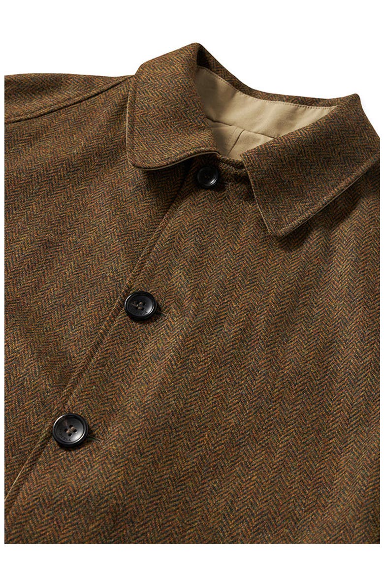 Stanford Herringbone Wool Double-Faced Single-Breasted Coat, Alternate, color, BROWN